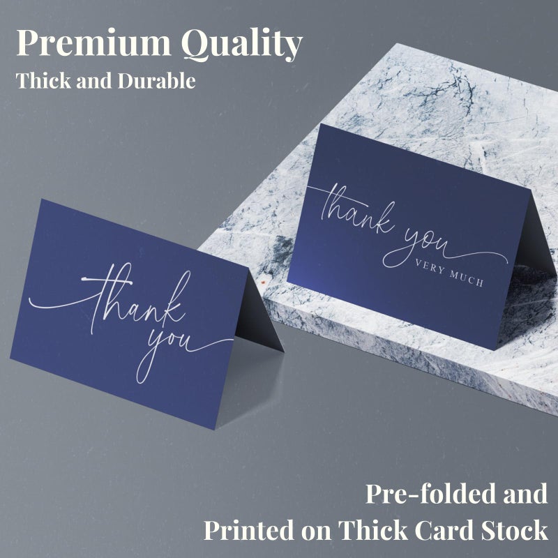 Paper Play Thank You Cards | Bulk Greeting Cards | 100 Pack (Navy Blue) - Image 5